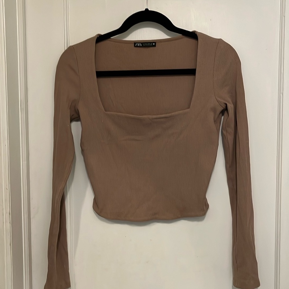 Zara square neck ribbed crop top